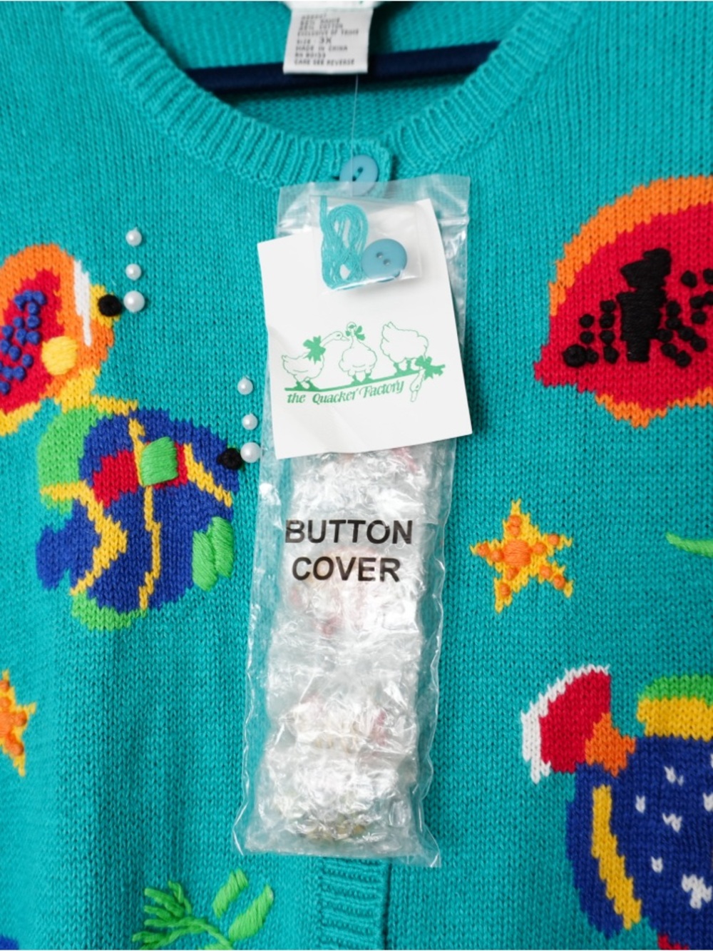 The Quaker Factory Embroidered Fish Ocean Button Cardigan - Picture 8 of 10